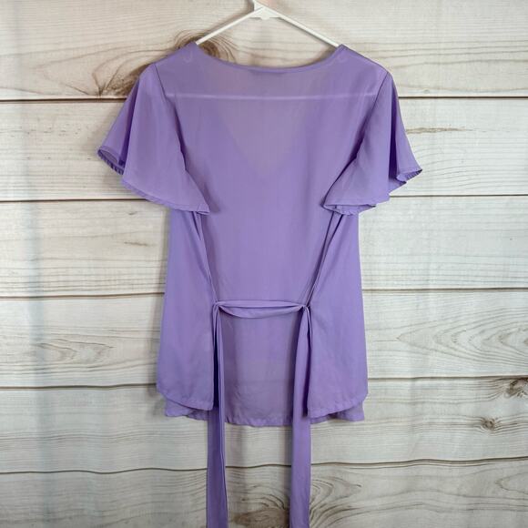 Shein Purple Hi-Low Short Sleeve Blouse Size XS - Picture 3 of 6
